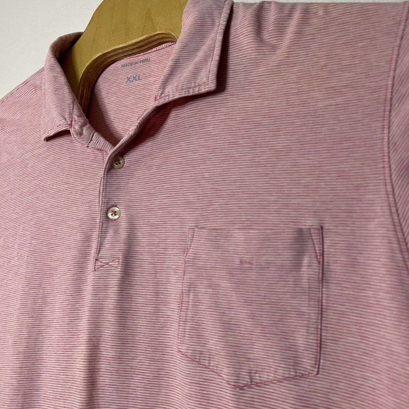 B. Draddy Men's XXL 2XL Pink White Striped Short Sleeve Golf Polo Shirt - Picture 2 of 8